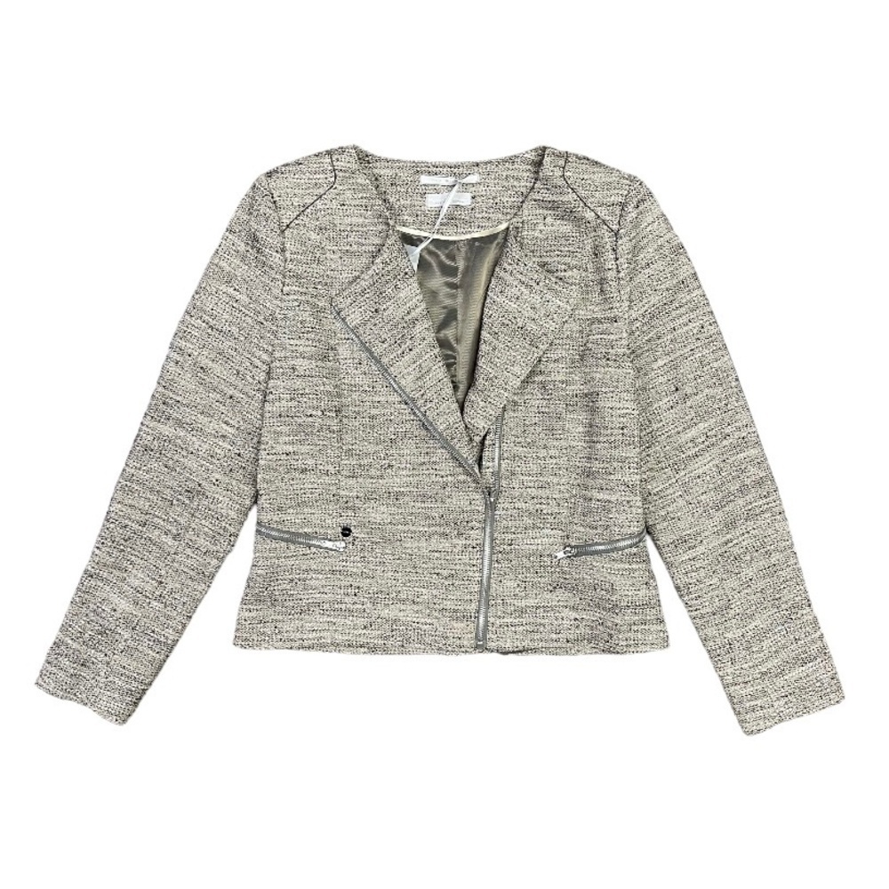 IKKS‎ Pure Edition Tweed Square Jacket Women’s XL Beige Silver